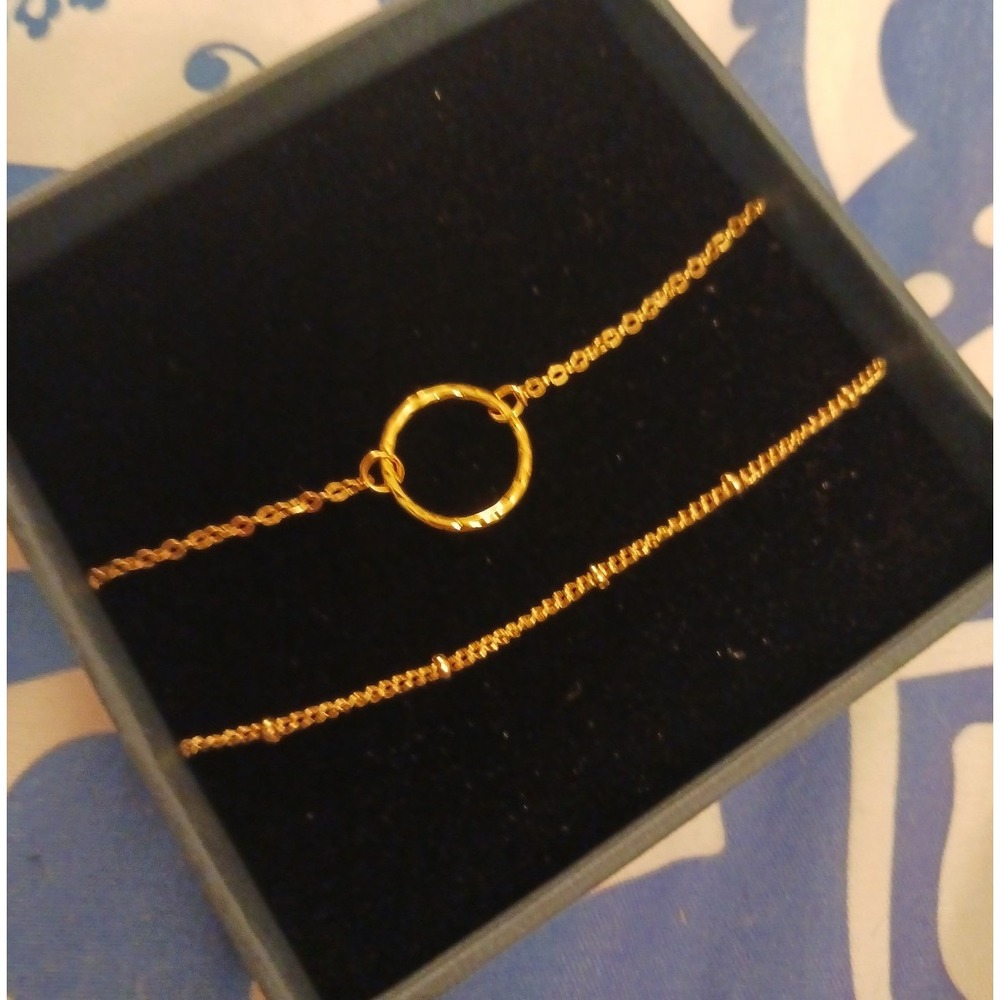 NEW 2pc Gold Eternity Bracelet Set, Minimalist Open‎ Circle Bracelet
